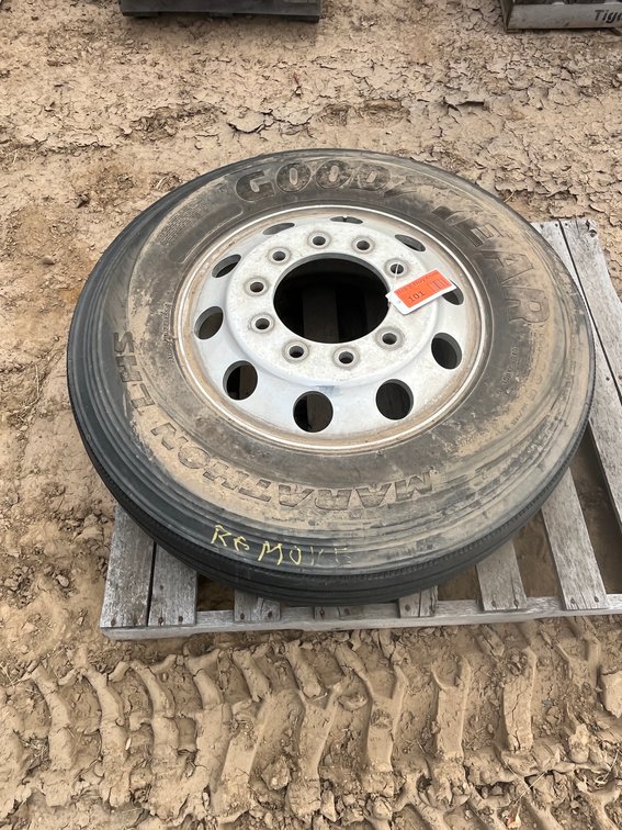 Goodyear 275/80R22.5 Tire with Aluminum Rim