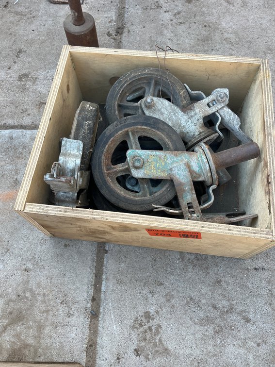 (5) Scaffolding Caster Wheels in Wood Box