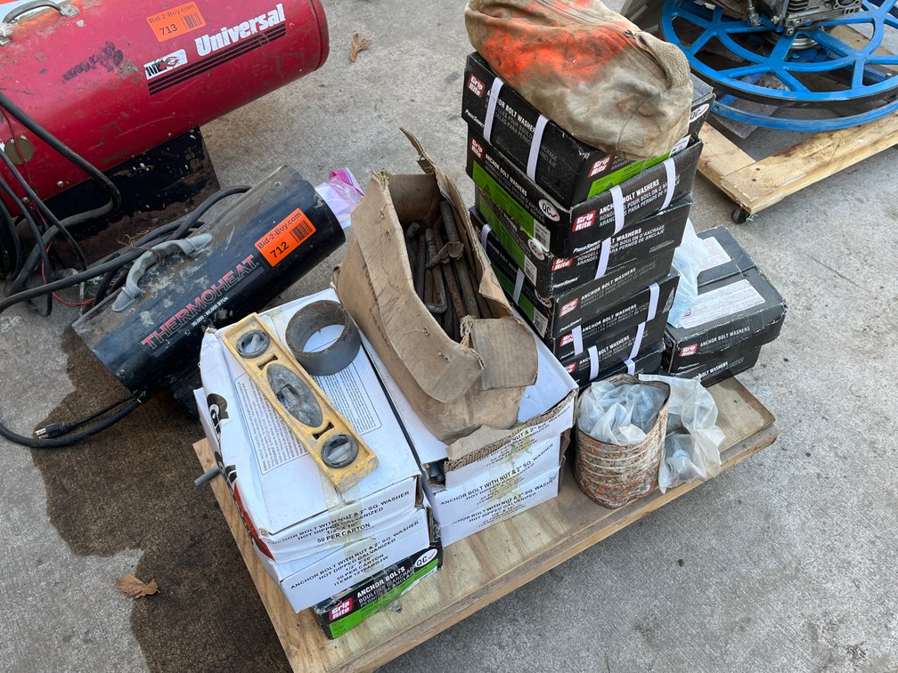 Anchor Bolts, 2" Square Washers and Level