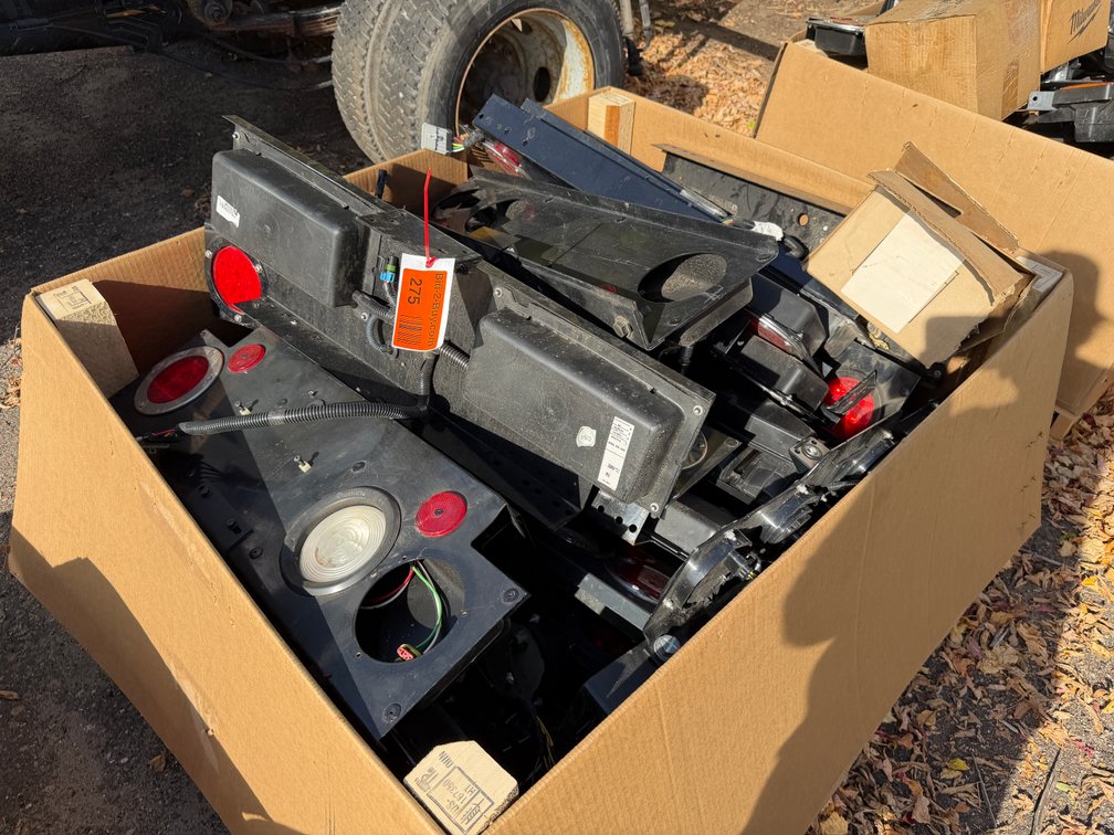 Box of Commercial Truck Take-Off Tail Lights