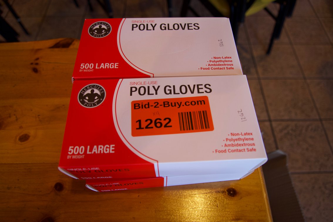 (4) New Boxes of Poly Gloves