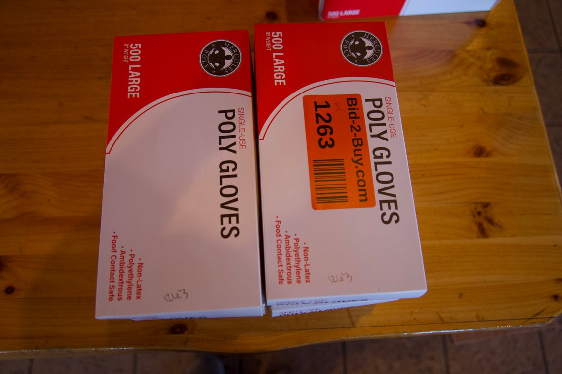 (4) New Boxes of Poly Gloves