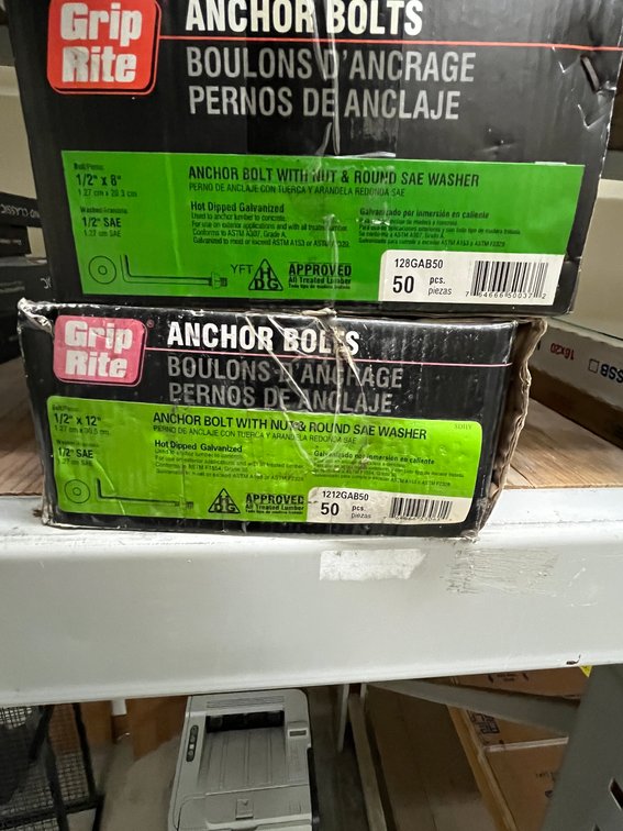 (2) Boxes of Griprite Anchor Bolts