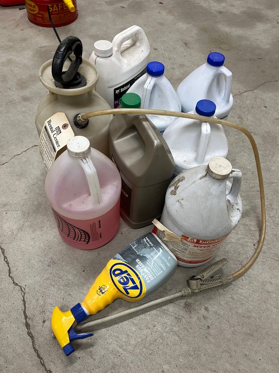 Sprayer and Assorted Cleaners