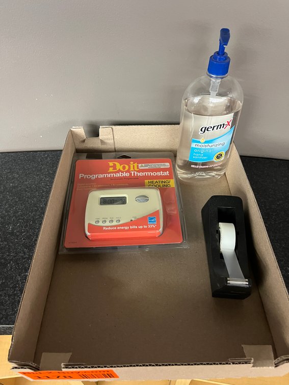 Do It Thermostat, Tape Dispenser and Hand Sanitizer
