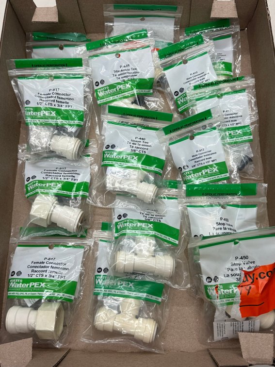 (15) Stop Valves, Union Tee, Female Connector and Male Connector