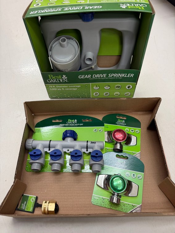 Gear Drive Sprinkler, (2) Spot Sprinkler, Four Way Shut Off and Adapter