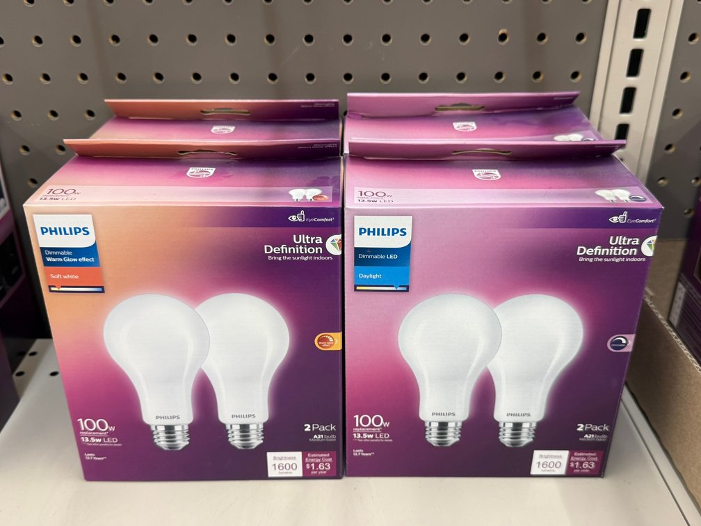 (4) Philips 2 Pack 100W Dimmable Bulb