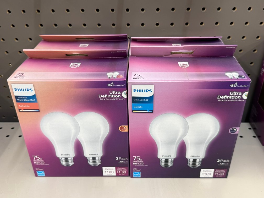 (4) Philips 2 Pack 75W Dimmable Bulb