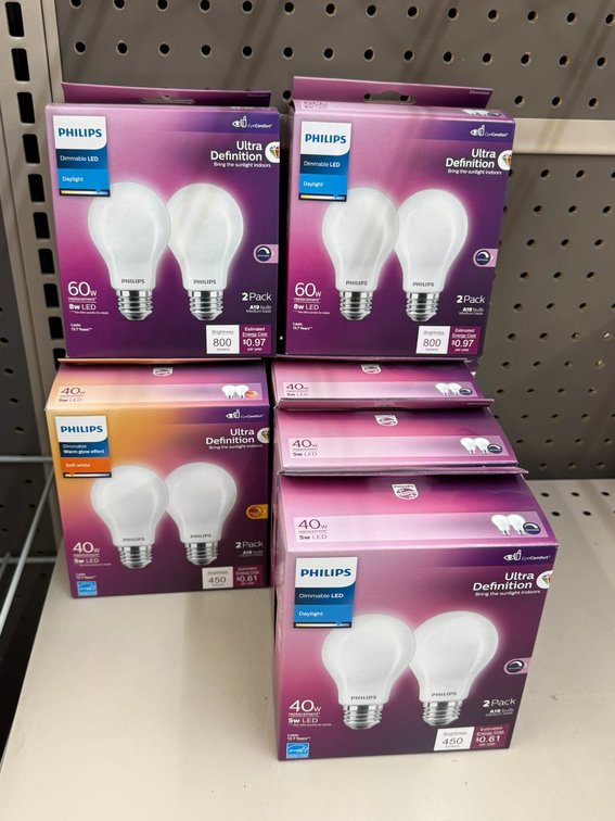 (8) Philips Dimmable 2 Pack Bulbs