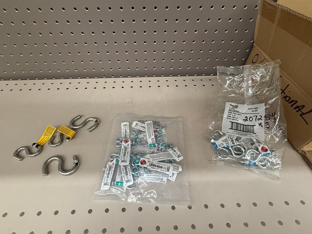 (32) Eye Bolts and S Hooks