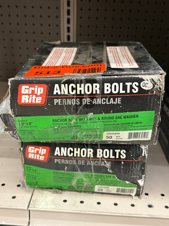 (2) Grip Rite Anchor Bolts