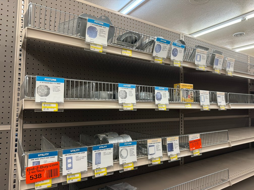 (3) Shelves of Utility Box Covers, Extension Rings, and Boxes