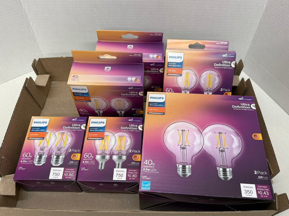 (6) Philips Dimmable 2 Pack Bulbs