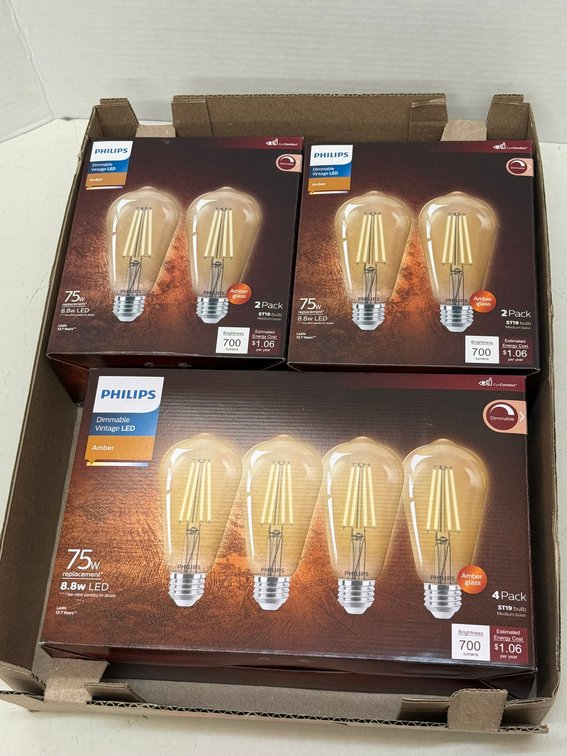 (3) Philips Dimmable Vintage LED 75W LED Bulb
