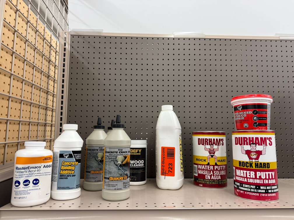 (11) JOMAX House and Mildew Cleaner, Water Putty, Concrete Seal, Wood Cleaner, and Acrylic Bonder
