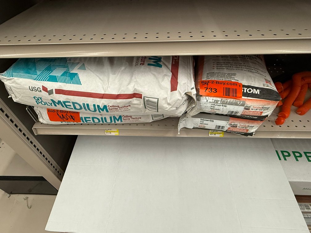 (2) Ceiling Spray Texture Bags and (2) Sander Grout Gray Color