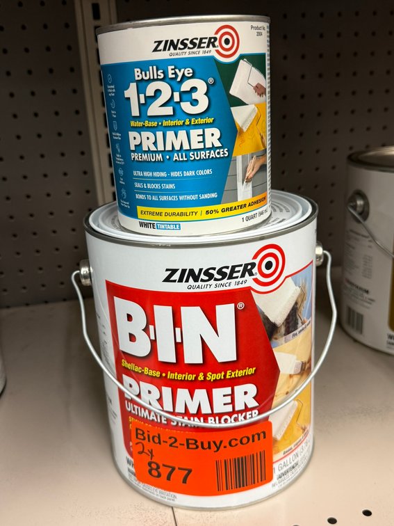 Zinsser Bulls Eye 1-2-3 Primer and Zinsser Bin Primer