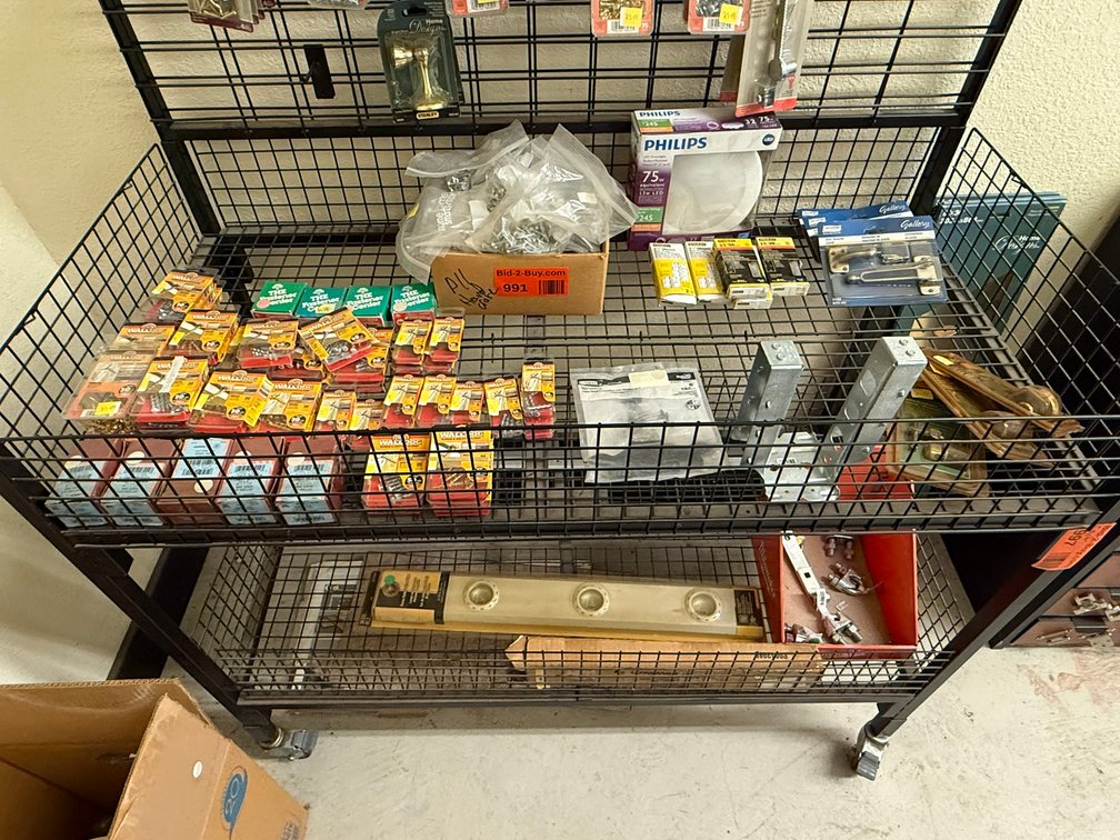 Assorted Hardware in Black Cart