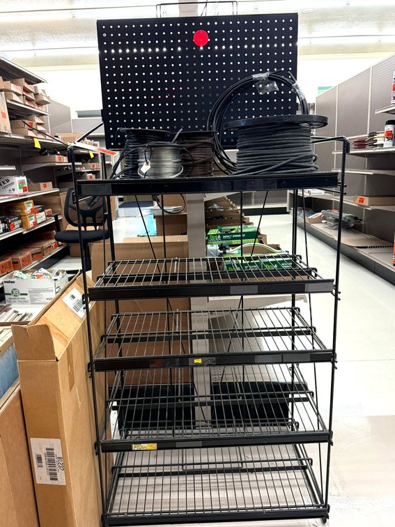 Black Metal Display Rack with Small Peg Board
