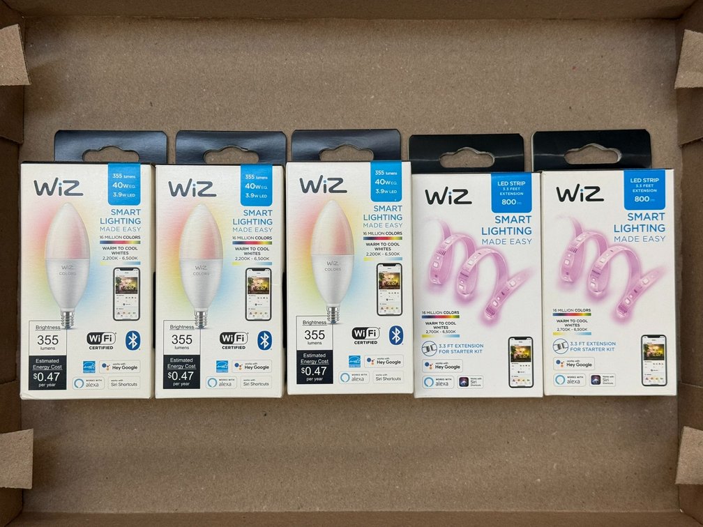 (5) Wiz Color Wi-Fi Changing Bulbs and LED Strip