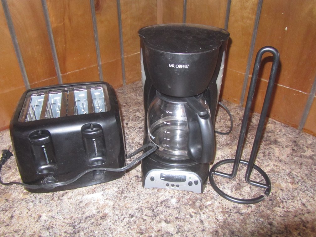 Mr. Coffee 12-Cup Coffee Maker, 4-Slice Toaster, And Paper Towel Holder