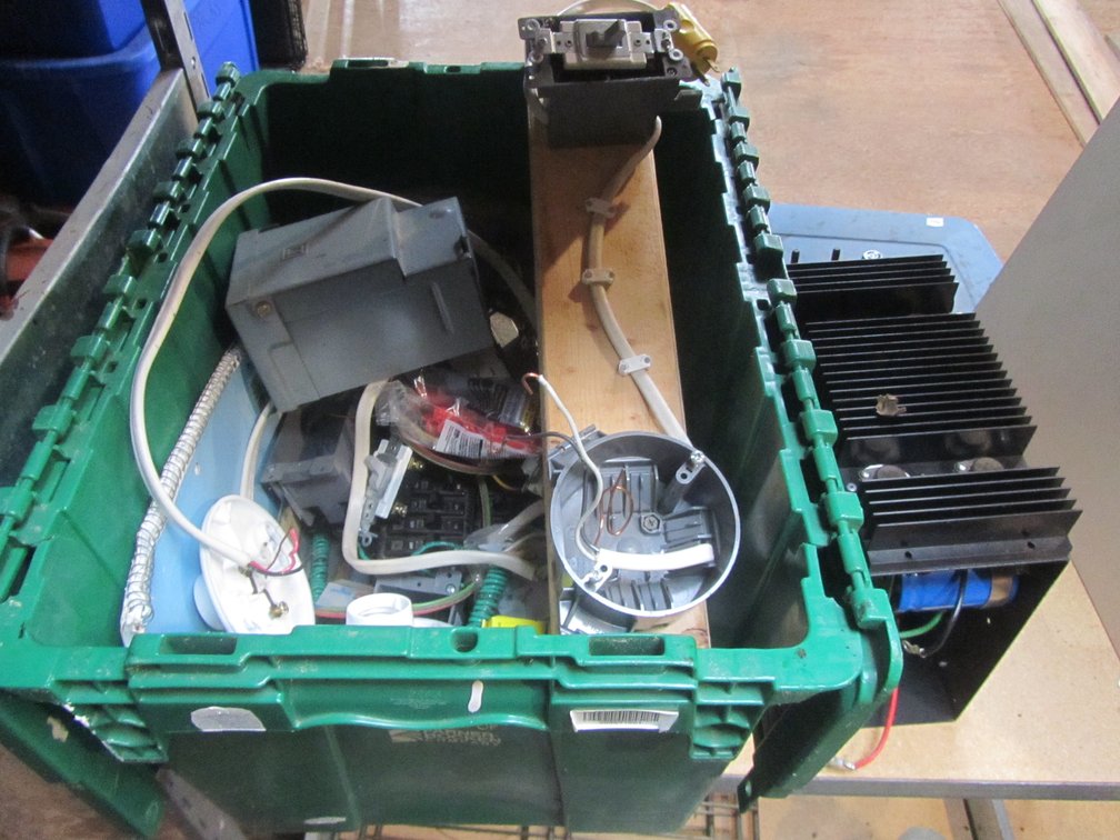Crate Full Of Assorted Electrical Supplies