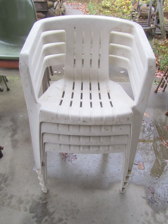 Set Of (4) Plastic Lawn Chairs