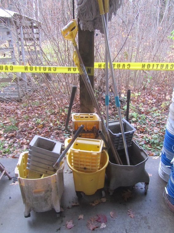 (3) Mop Buckets And (4) Mops