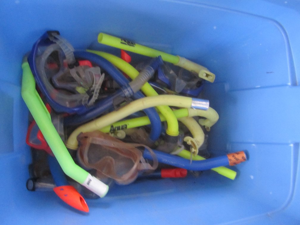 Lot Of Snorkels And Goggles