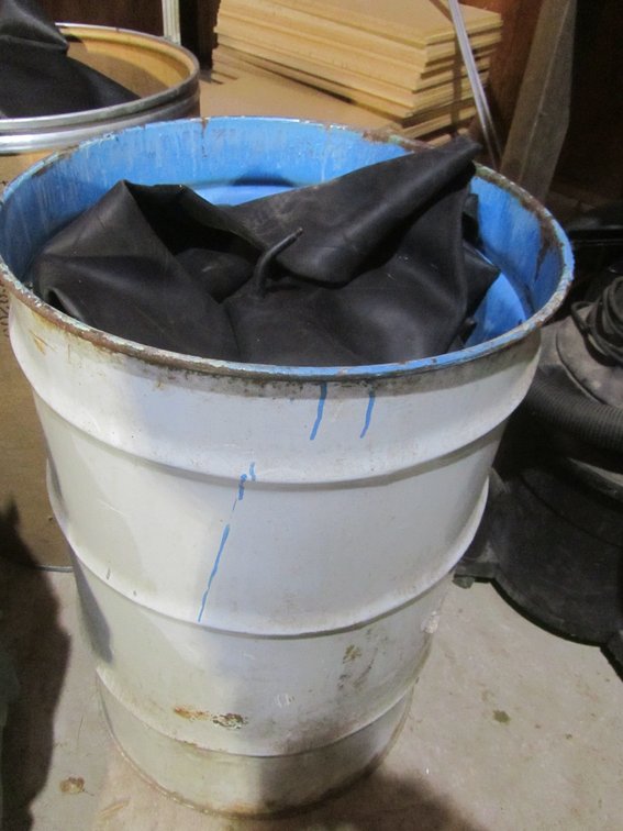 Metal Barrel Full Of Assorted Inner Tubes