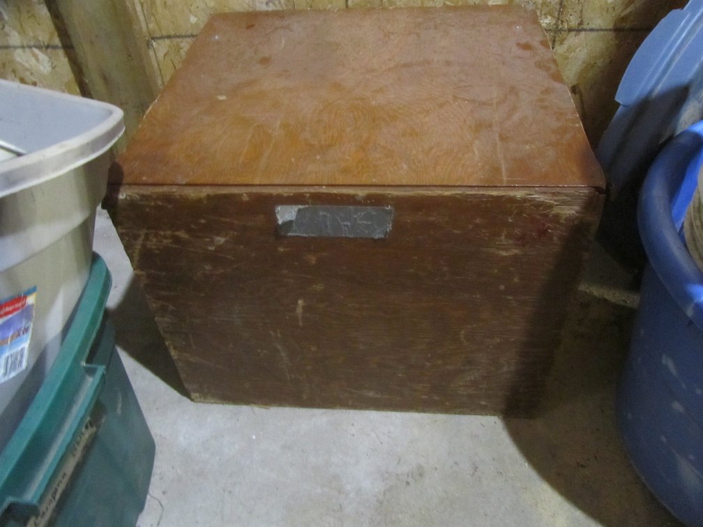 Wood Storage Box Full Of Camping Dishware And Utensils