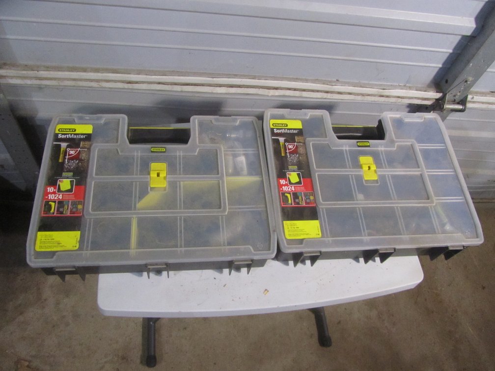 (2) Stanley SortMaster Organizers Full Of Plumbing Hardware