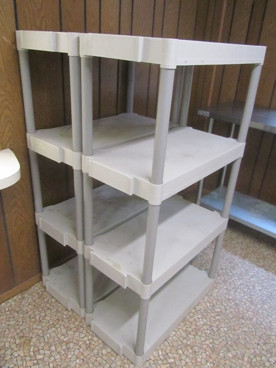 (2) 4-Tier Plastic Shelving Units