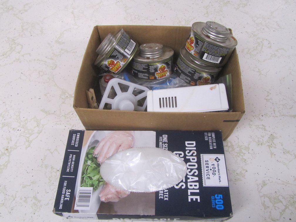 Plastic Disposable Gloves, (4) Magic Heat Cans, And More