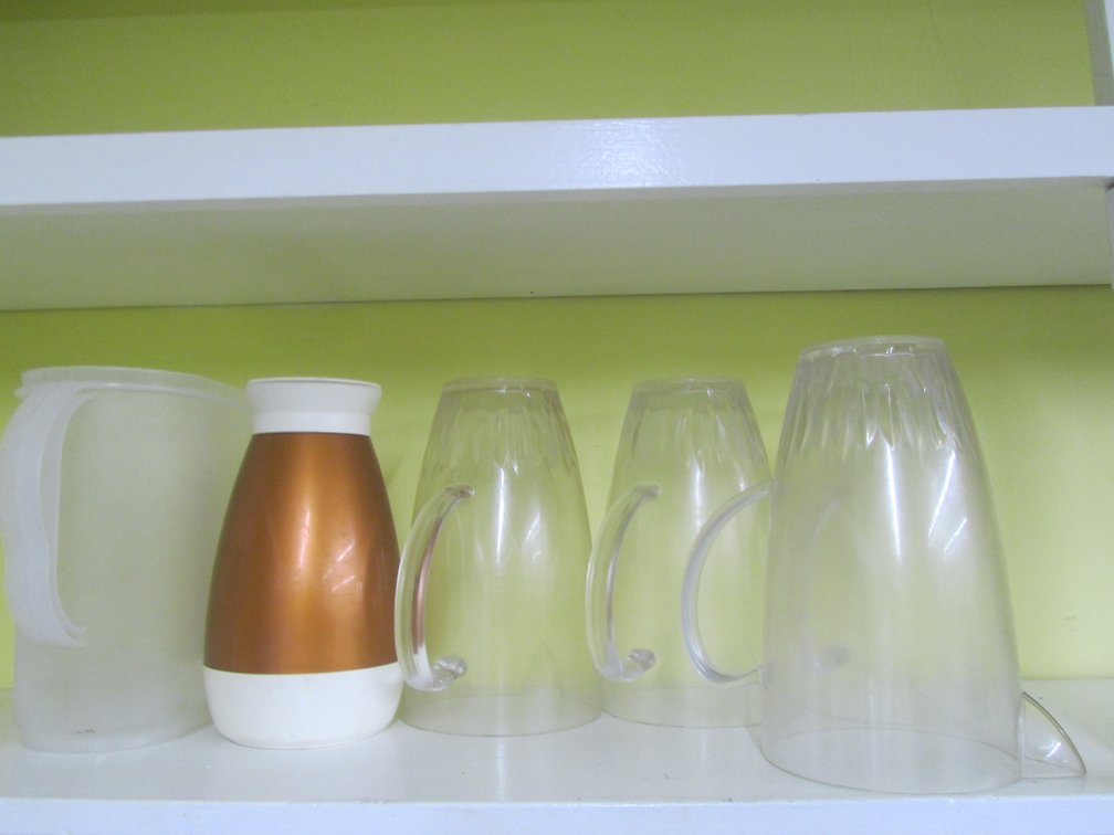 (5) Plastic Pitchers And Coffee Carafe