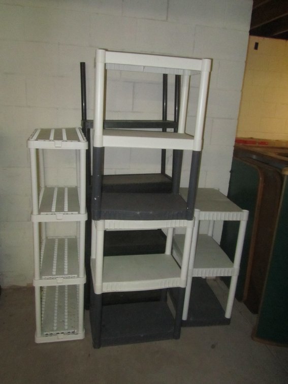 Lot Of Assorted Plastic Shelving Units