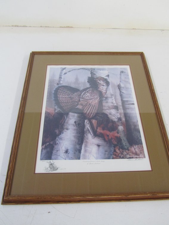 "Drumming Grouse & Birch Stump" By Sharon Anderson
