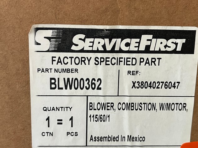 Image for Service First Combustion Blower with Motor