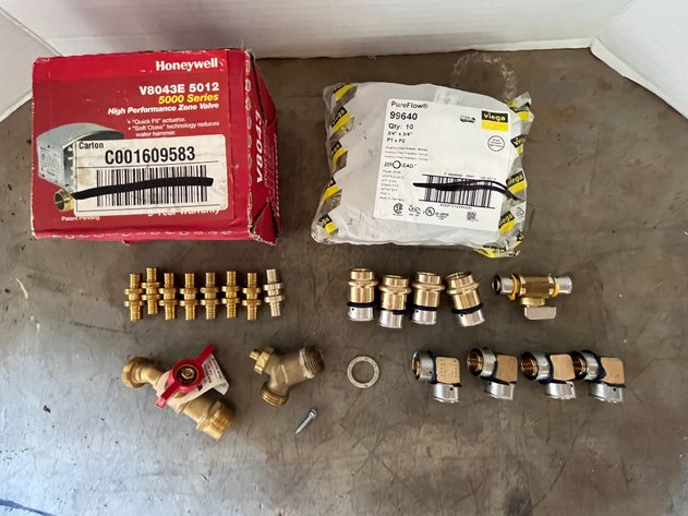 Image for Honeywell Motorized Zone Valve and Assorted Fittings