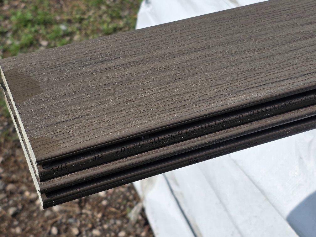 Dark Brown Slotted Composite Deck Boards: 12', 16', 20'