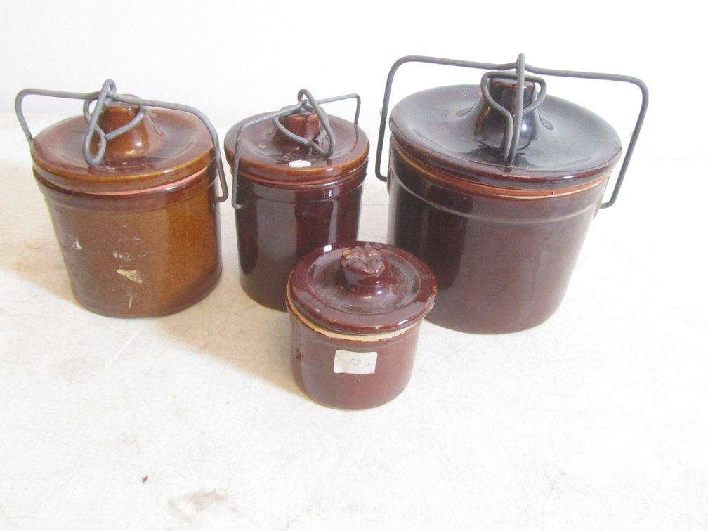 Set Of (4) Stoneware Containers