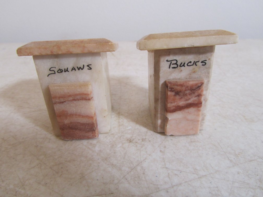 Unique Stone "Bucks And Squaws" Colorado Salt & Pepper Shaker Set