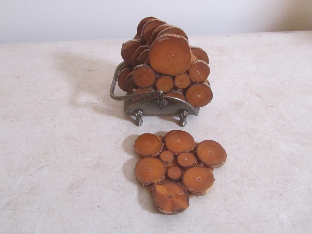 Set Of (6) Coasters w/Metal Holder