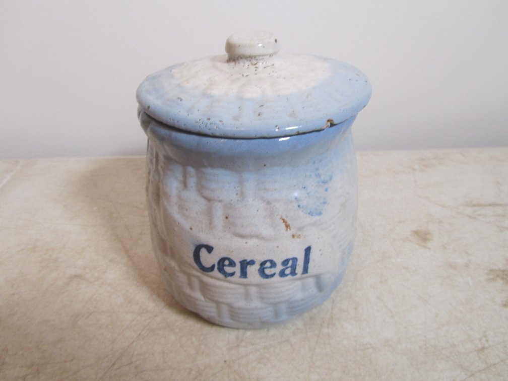 Stoneware Cereal Jar w/Lid