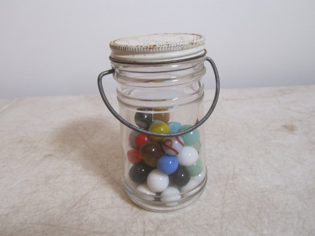 Lot Of Vintage Marbles In Jar