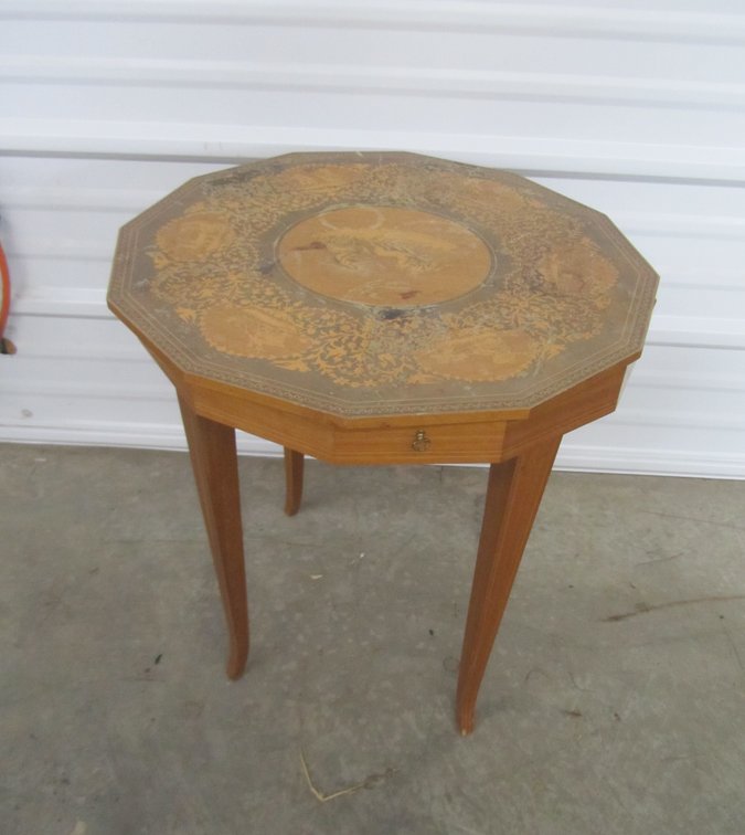 Vintage Wood Side Table w/Storage