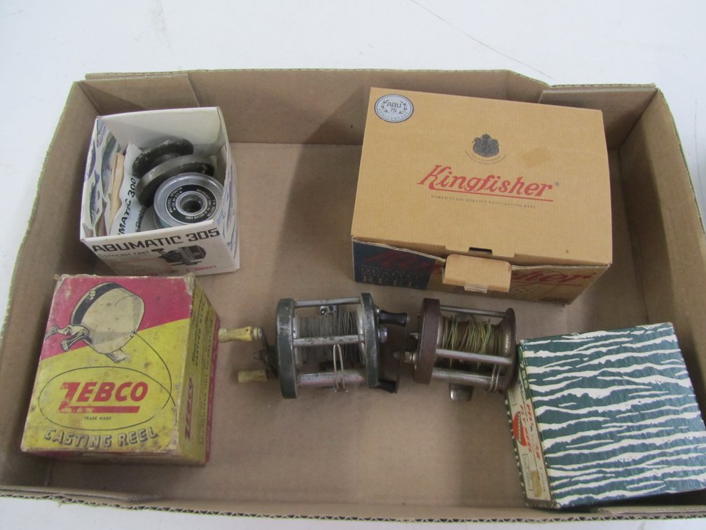 (2) Vintage Bait Casters And Assorted Fishing Reel Spools