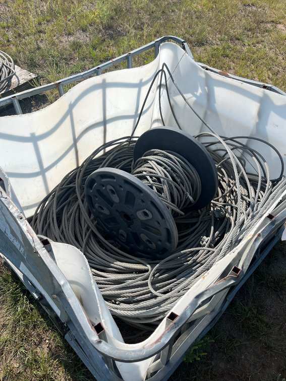 Partially Full Tote of Approx. 1/2" Diameter Crane Cables