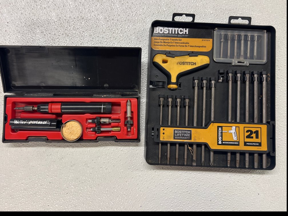 Weller Portasol P-1K Cordless Butane Gas Powered Soldering Kit & Bostitch T-Handle Set